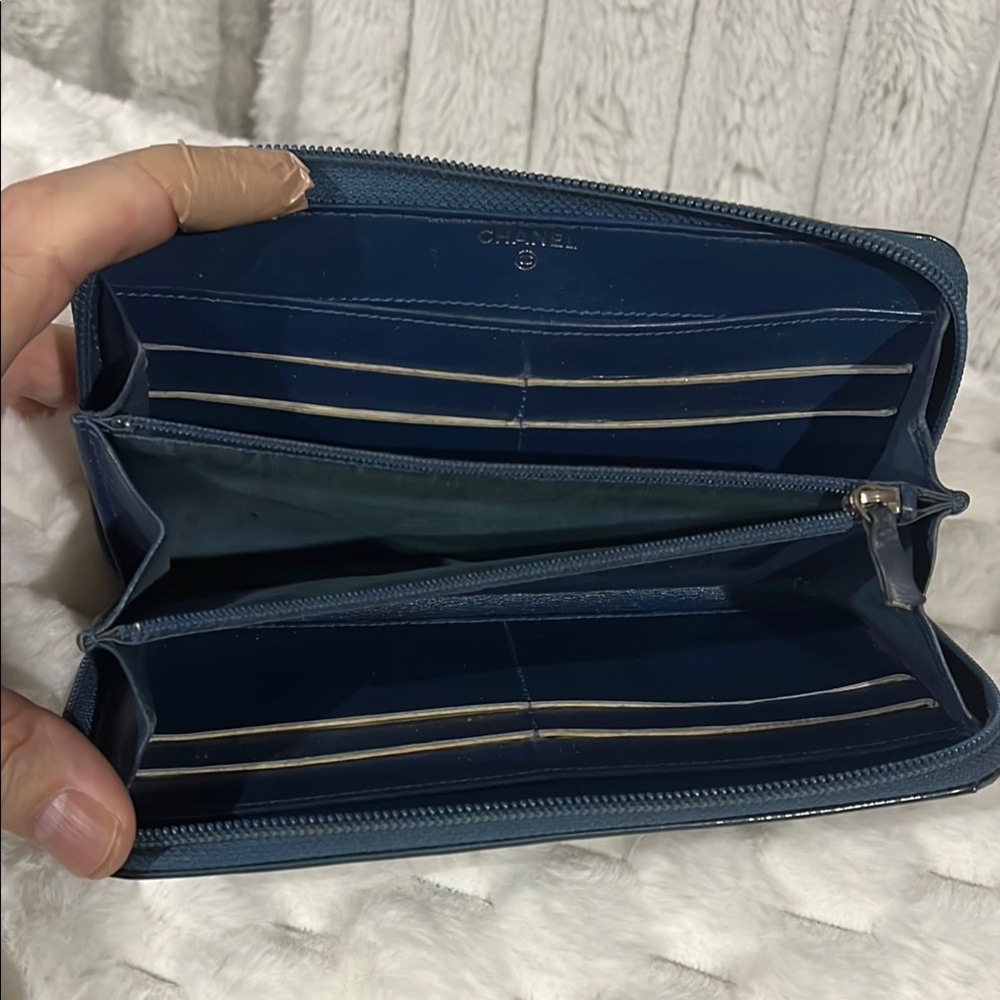 Authentic Chanel Blue Embossed Leather Wallet - Picture 3 of 14
